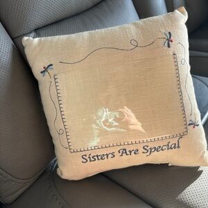 Embroidered 'Sisters Are Special' Beige picture  Pillow